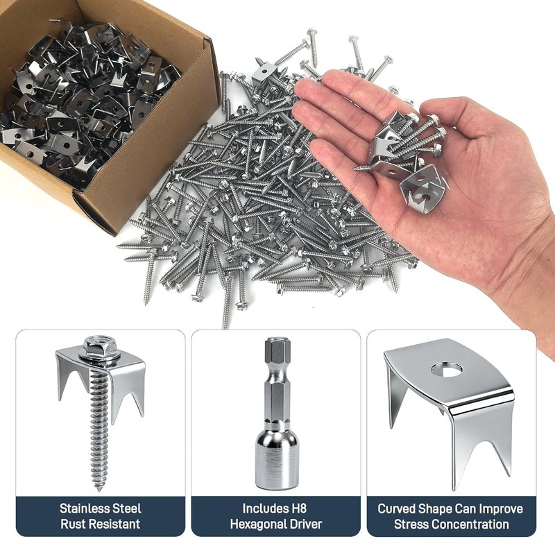 Sumloty 100-Pack 304 Stainless Steel Fence Staples, 1.6 Inch Reusable Fence Screw Nails for Wire Mesh and Woven Fencing, Easy Install with Power Drill - Image 3